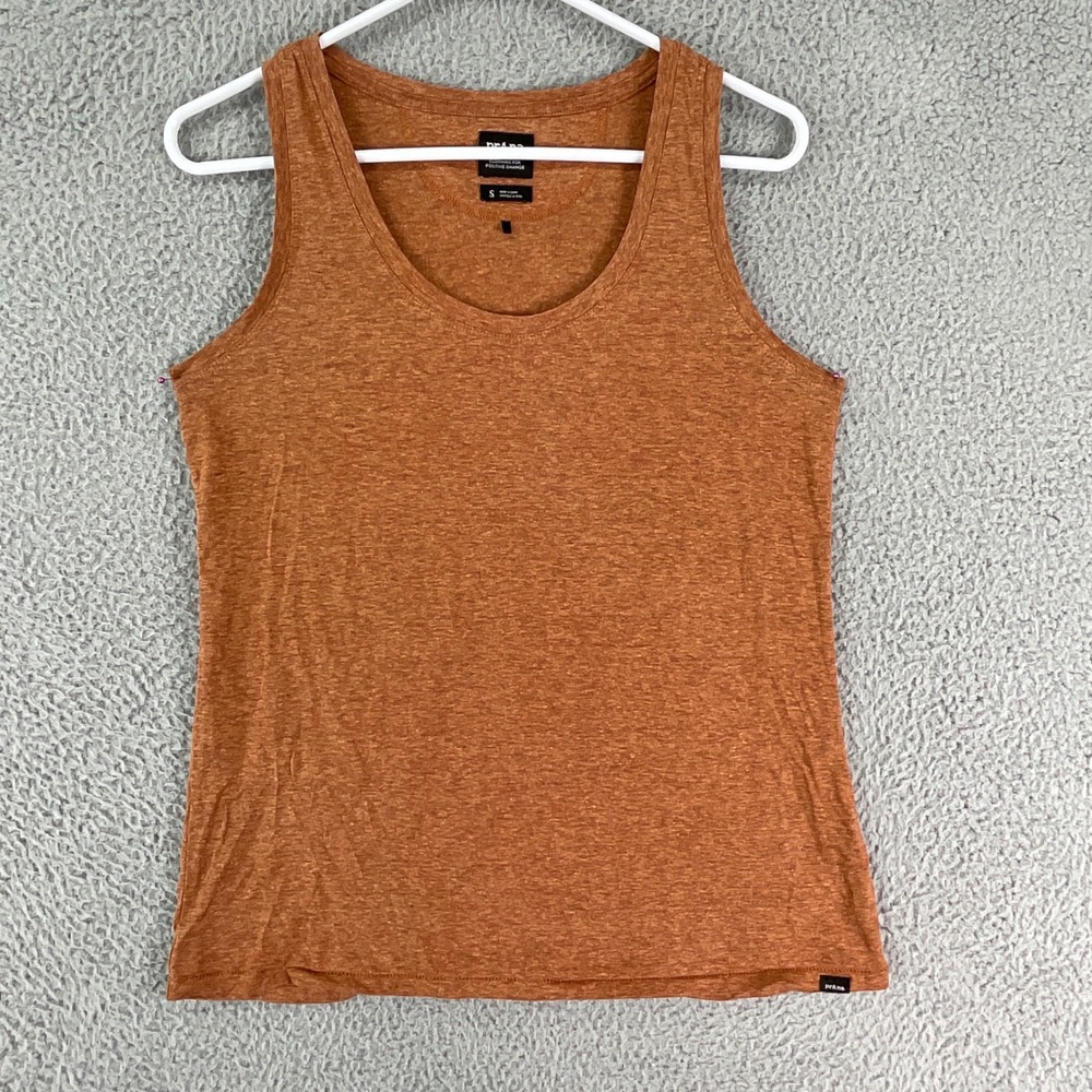Prana Tank Top Women Small Burnt Orange Heathered Scoop Neck Activewear Layering